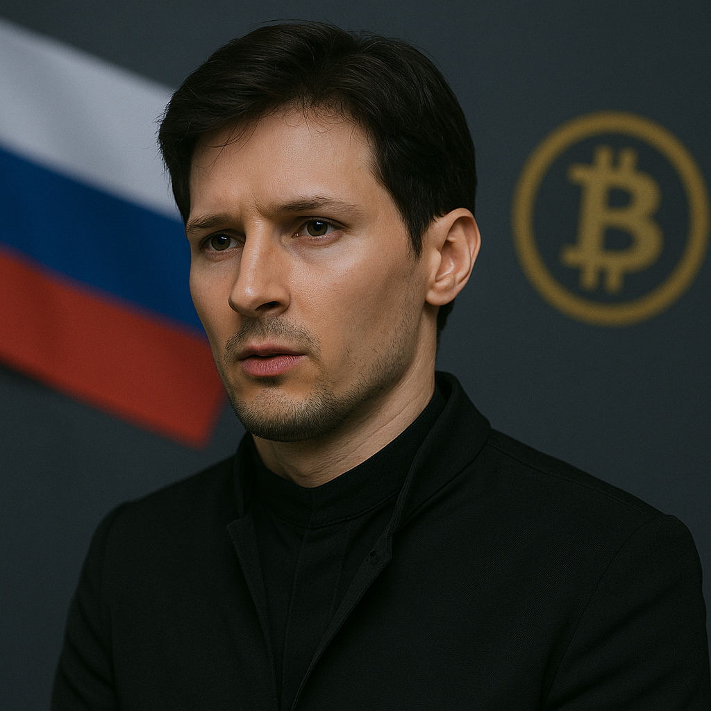 Ruskí technickí a politickí predstavitelia odsúdili návrh o zákaze kryptomien Portrét Pavla Durova s vážnym výrazom na tmavom pozadí s rozmazanou ruskou vlajkou a symbolom Bitcoinu, symbolizujúci jeho postoj k navrhovanému zákazu kryptomien v Rusku.