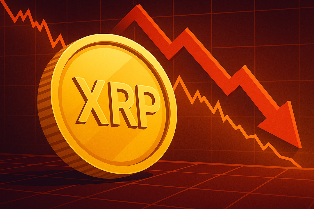 Ripple čakajú najpriaznivejšie fundamenty za posledné roky, čo sa ale stane s cenou XRP 1 Ilustrácia zlatej XRP mince pred klesajúcim grafom a červenou šípkou na tmavom pozadí