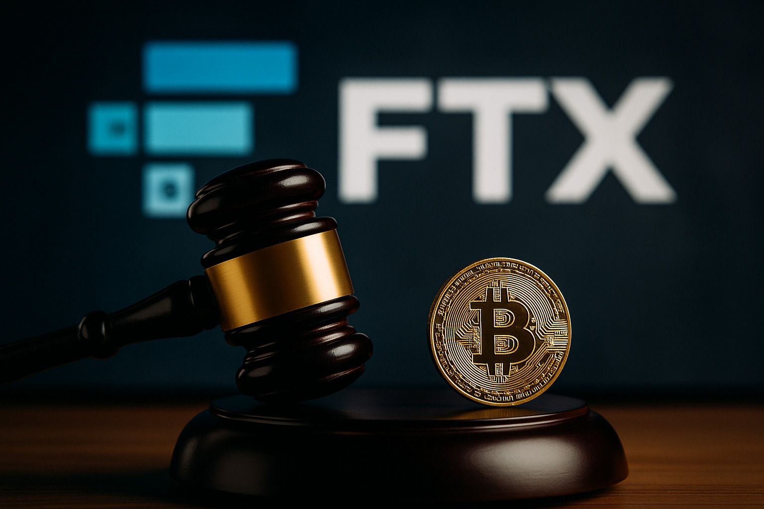 Tom Brady a ďalšie známe osobnosti v hromadnej žalobe proti spoločnosti FTX Súdne kladivko a bitcoin pred logom FTX