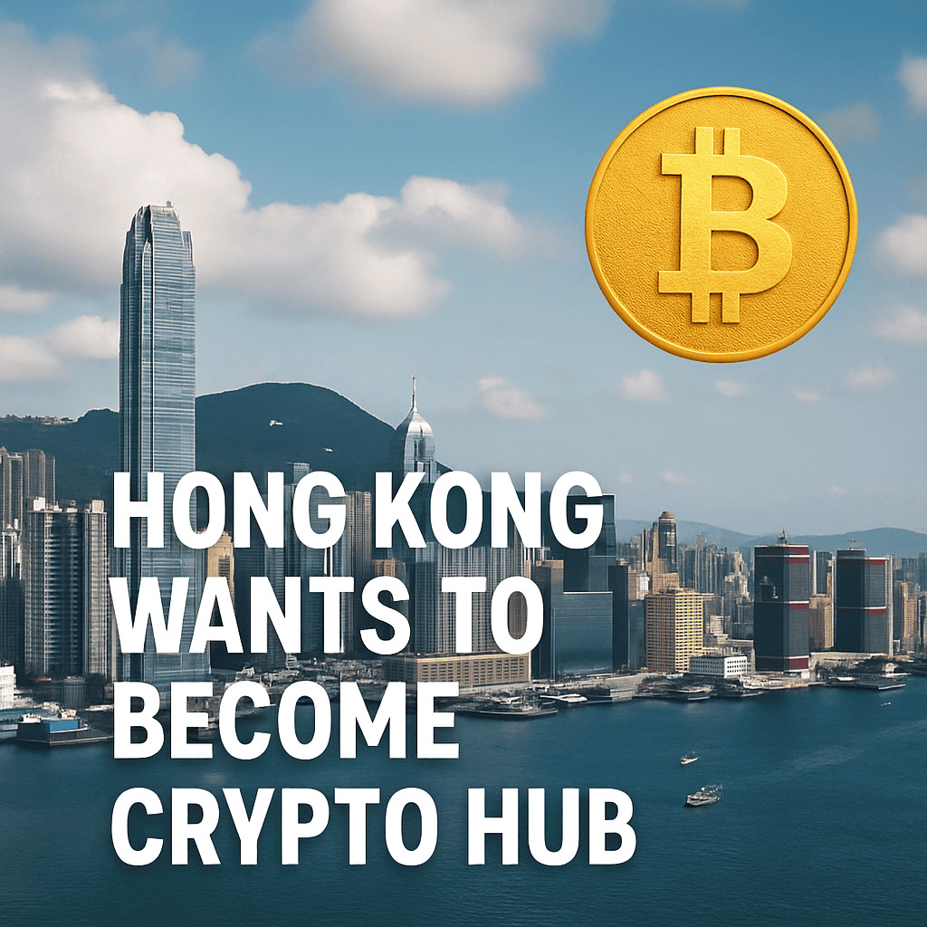 Hongkong sa chce stať kryptomenovým centrom aj napriek kríze v odvetví Fotografia panorámy Hongkongu s ikonickými mrakodrapmi a veľkým symbolom Bitcoinu, ktorá znázorňuje snahu mesta stať sa kryptomenovým centrom.