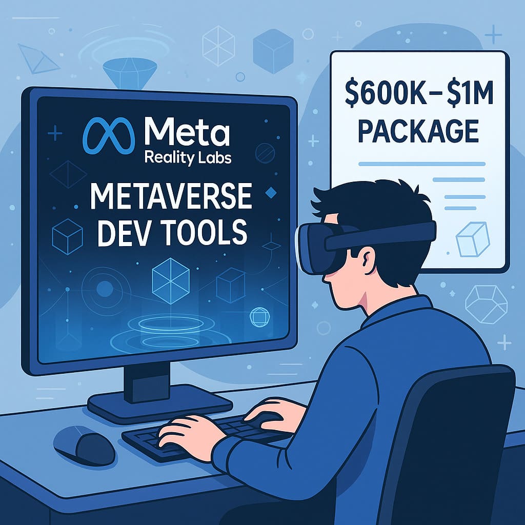 Meta dáva veľké peniaze vývojárom, ktorí budujú metaverse Vývojár pracujúci na metaverse v prostredí spoločnosti Meta, s odmenou až 1 milión dolárov znázornenou ako súčasť vývojárskeho kontraktu.