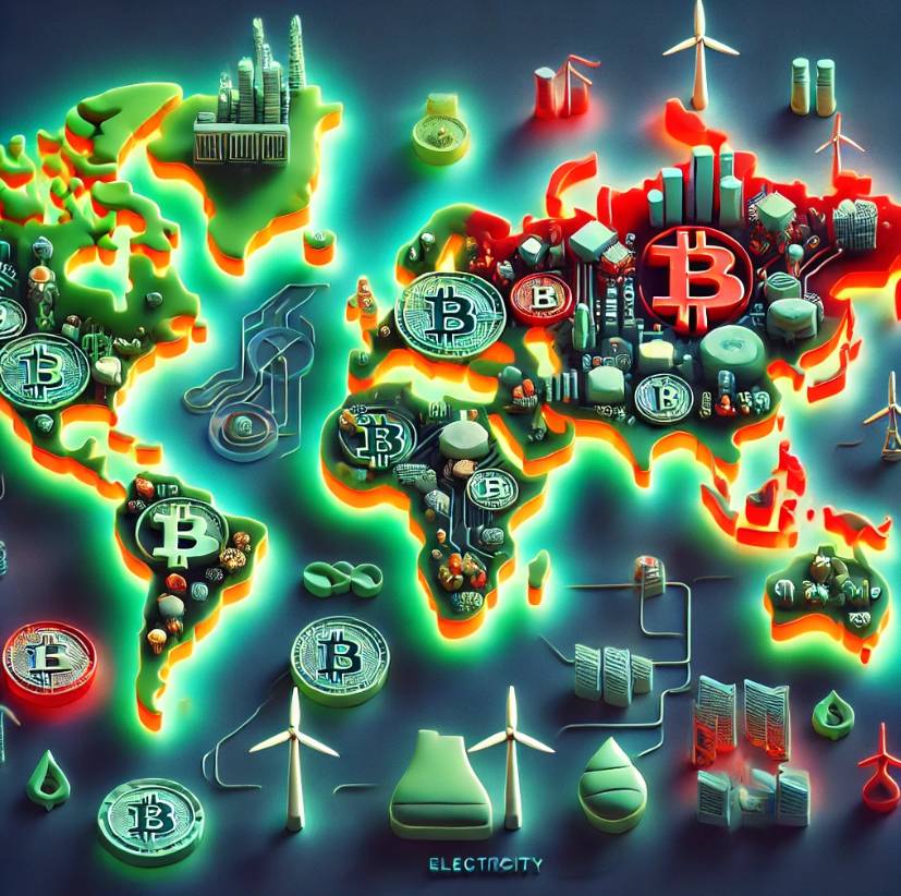 Ťažba Bitcoinu vo svete. Zdroj: ChatGPT Ťažba Bitcoinu vo svete. Zdroj: ChatGPT