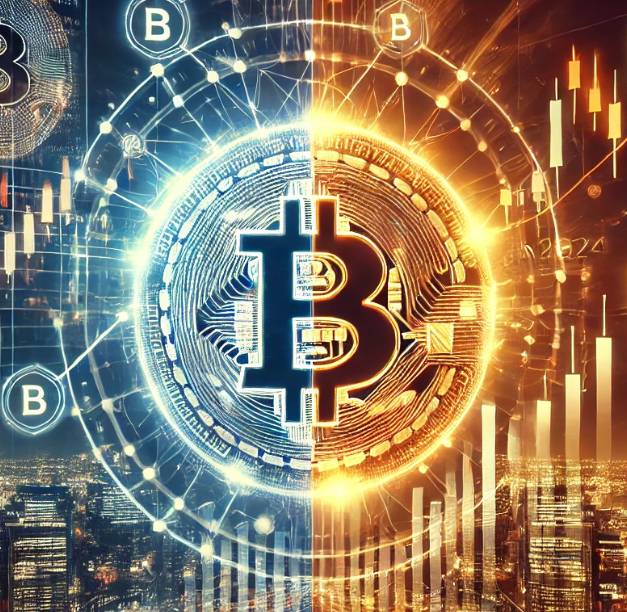 Bitcoin a akciový index. Zdroj: ChatGPT Bitcoin a akciový index