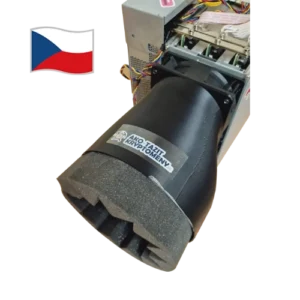 Odhlučnění Antminer zařízení pomocí 3D tištěného zvodu s výstupní pěnou