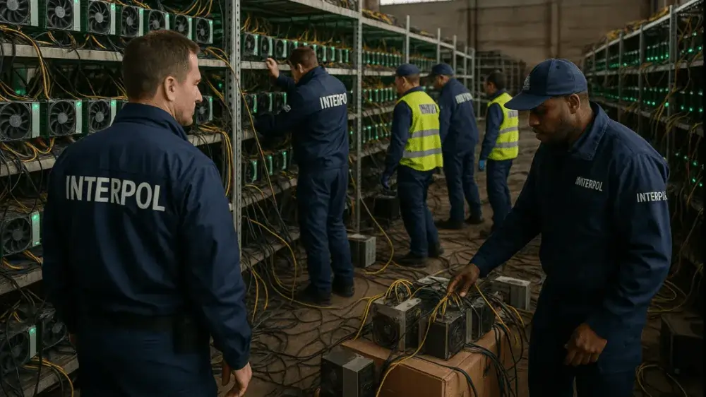 Interpol zasiahol: Masívna razia proti nelegálnym ťažiarňam kryptomien