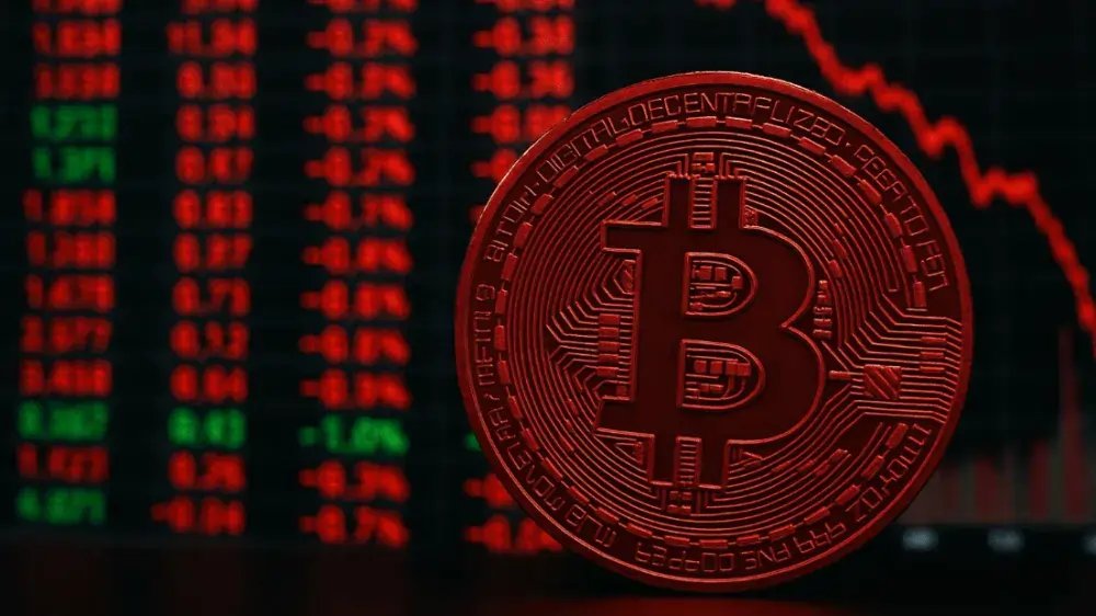 Bitcoin v najväčšom páde roku 2025. Zdroj: sora.chatgpt.com Bitcoin v najväčšom páde roku 2025