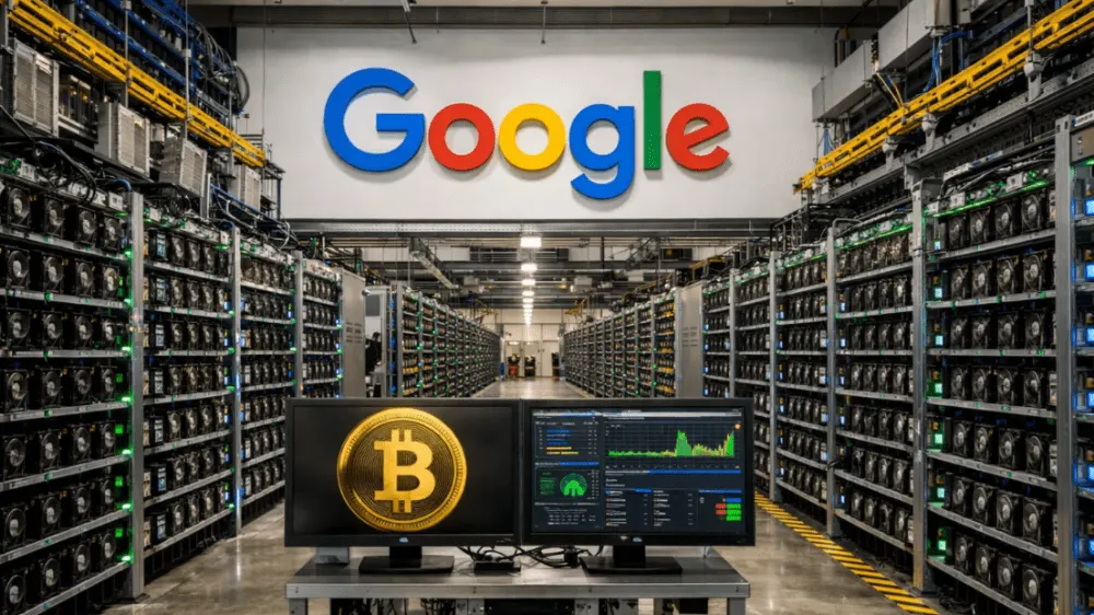 Google a ťažba kryptomien. Zdroj: sora.chatgpt.com Google a ťažba kryptomien
