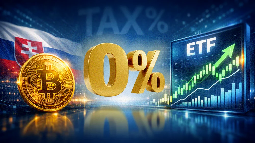 Jak legálně neplatit daně z kryptomen Slovensko Bitcoin ETF Zdroj: sora.chatgpt.com + úprava legální optimalizace daní z kryptoměn na Slovensku přes Bitcoin ETF a časový test