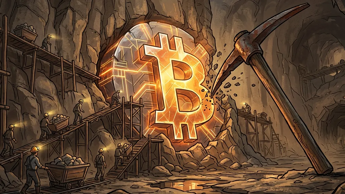 Bitcoin a mining. Zdroj: gemini.google.com Bitcoin a mining